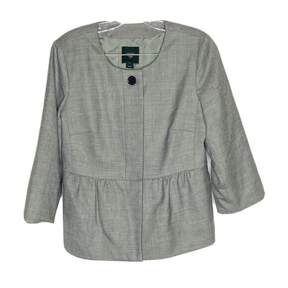 J Crew Suiting Gray Peplum 3/4 Sleeve Wool Blend Jacket Blazer. XS - Picture 1 of 4